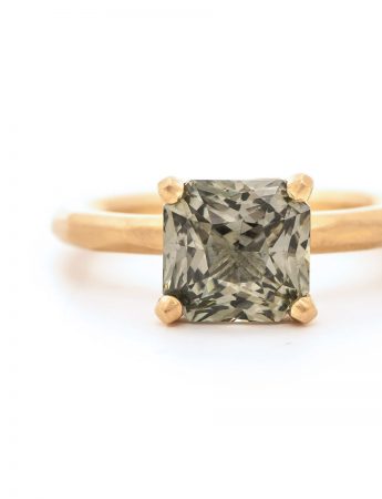 Olive Sapphire Solitaire Ring