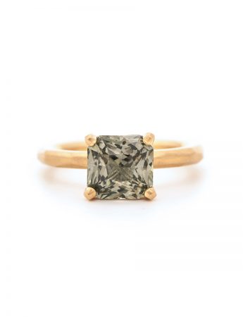 Olive Sapphire Solitaire Ring