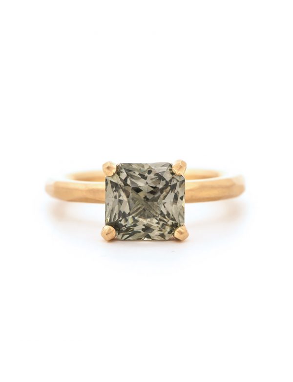 Olive Sapphire Solitaire Ring