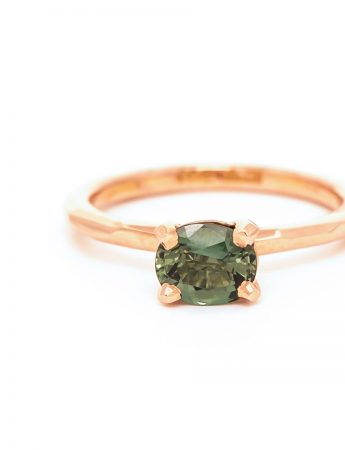 Oval Sage Sapphire Ring – Rose Gold
