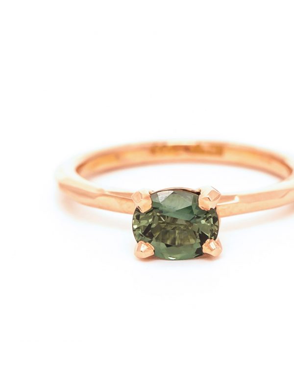 Oval Sage Sapphire Ring – Rose Gold