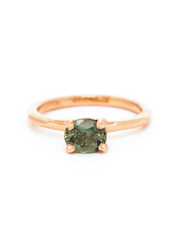 Oval Sage Sapphire Ring – Rose Gold