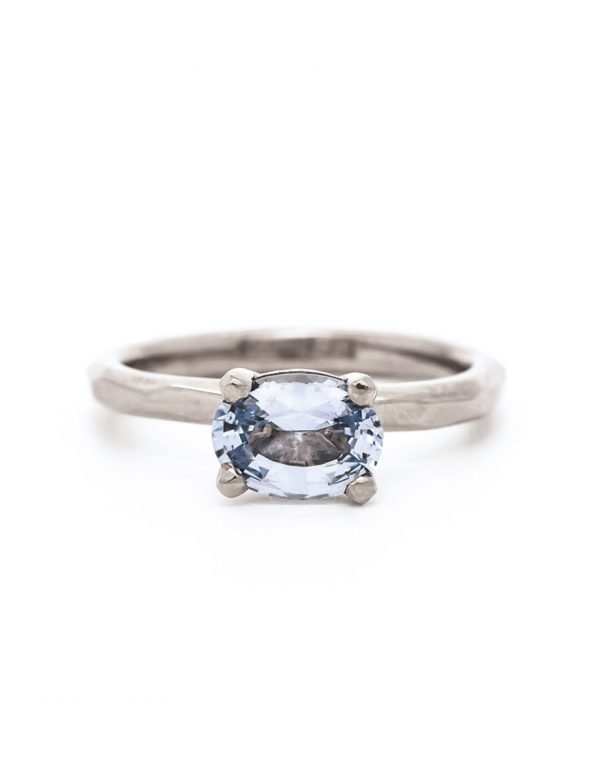 Silver Sapphire Solitaire Ring