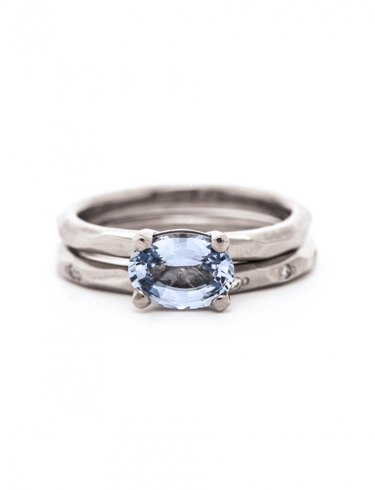 Silver Sapphire Solitaire Ring