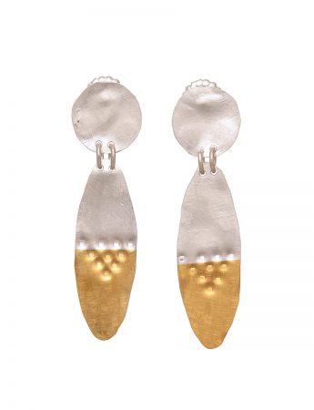Long Oval Earrings – Silver & Gold