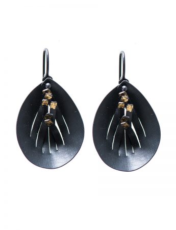 Magnolia Hook Earrings – Black & Gold