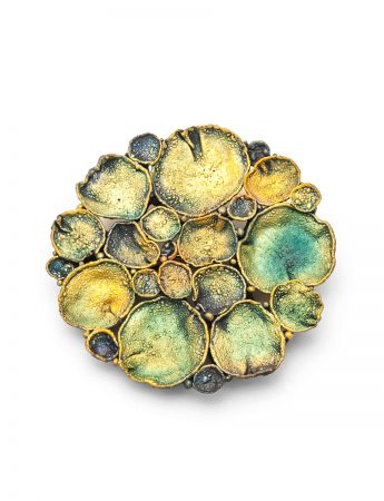 Medium Circle Shibuichi Brooch – Lily Pads