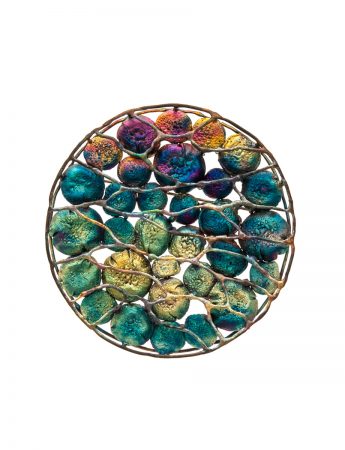 Medium Circle Shibuichi Brooch – Lines