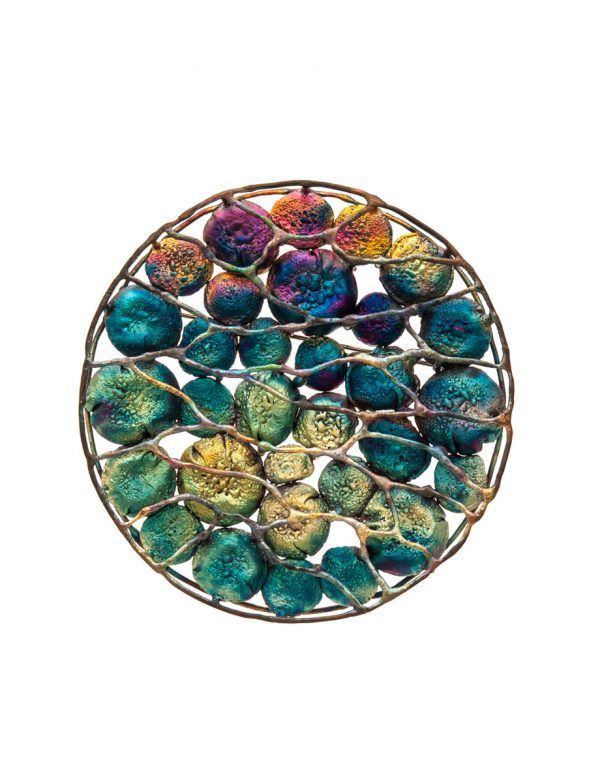 Medium Circle Shibuichi Brooch – Lines
