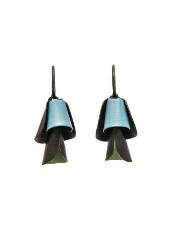 Small Pea Flower Earrings – Blue & Green