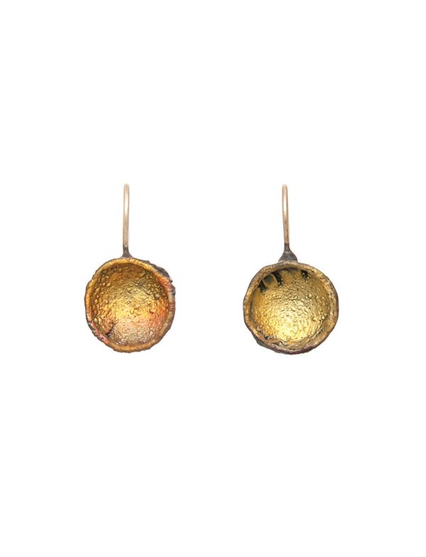 Single Dome Shibuichi Hook Earrings – Yellow