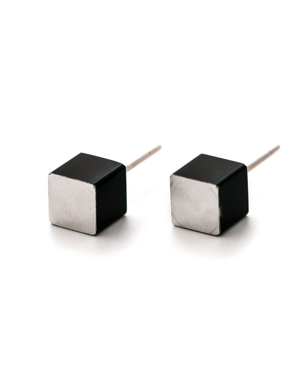 Cubist Stud Earrings – Black Side