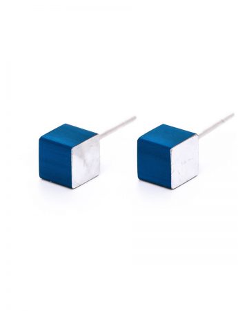 Cubist Stud Earrings – Blue Front