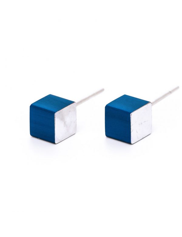 Cubist Stud Earrings – Blue Front