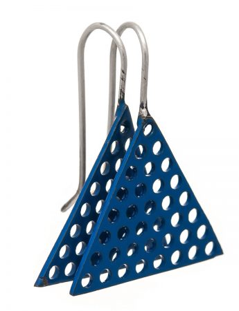 Triangle Perforated Earrings – Blue