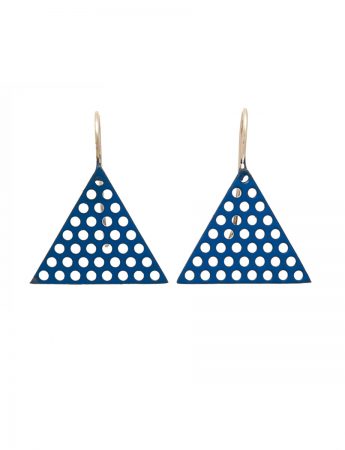 Triangle Perforated Earrings – Blue
