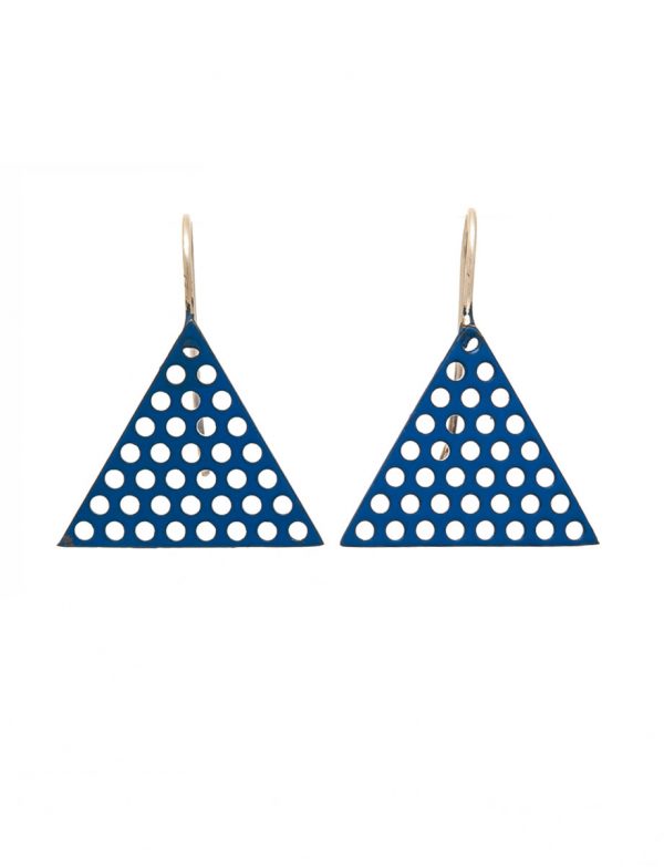 Triangle Perforated Earrings – Blue