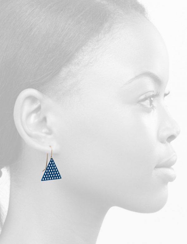 Triangle Perforated Earrings – Blue