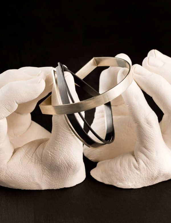 Wide D Bangle – Silver