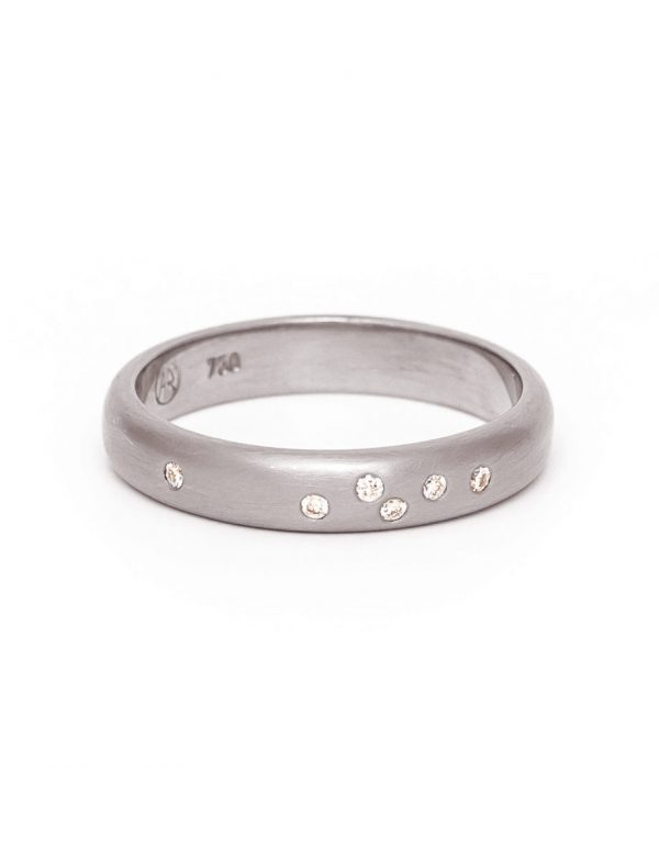 Scatter Band Wide – White Gold & Diamond