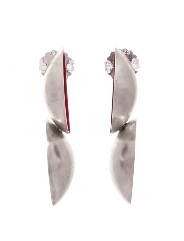Red & Pink Double Half Shell Earrings