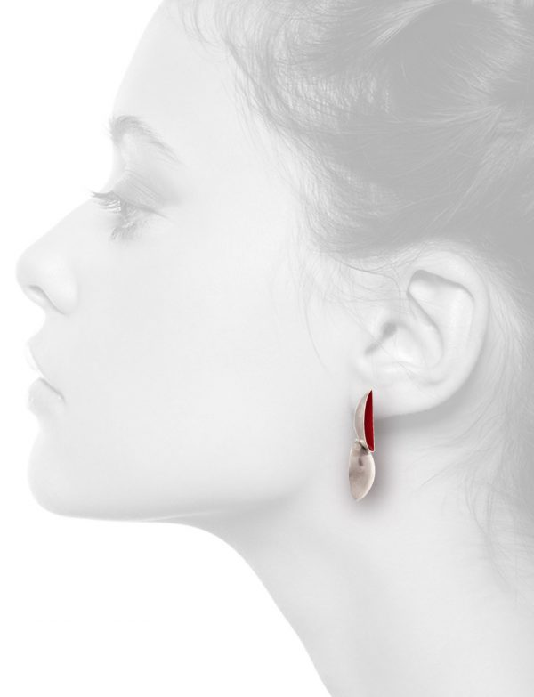 Red & Pink Double Half Shell Earrings