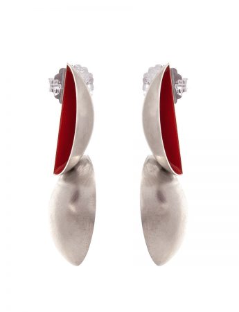 Red & Pink Double Half Shell Earrings