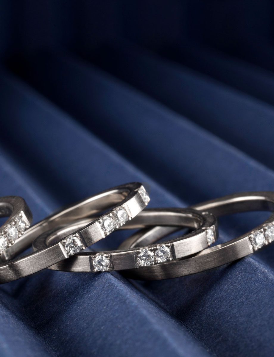White gold ring sale stack