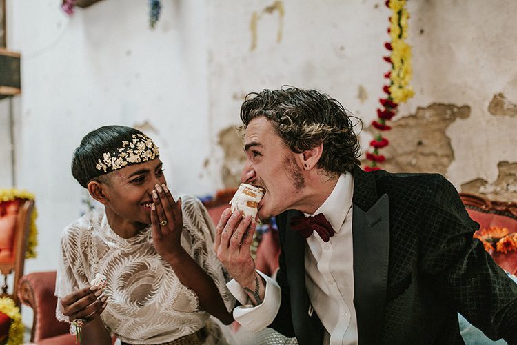 Rainbow Wedding Shoot - Eating Cake