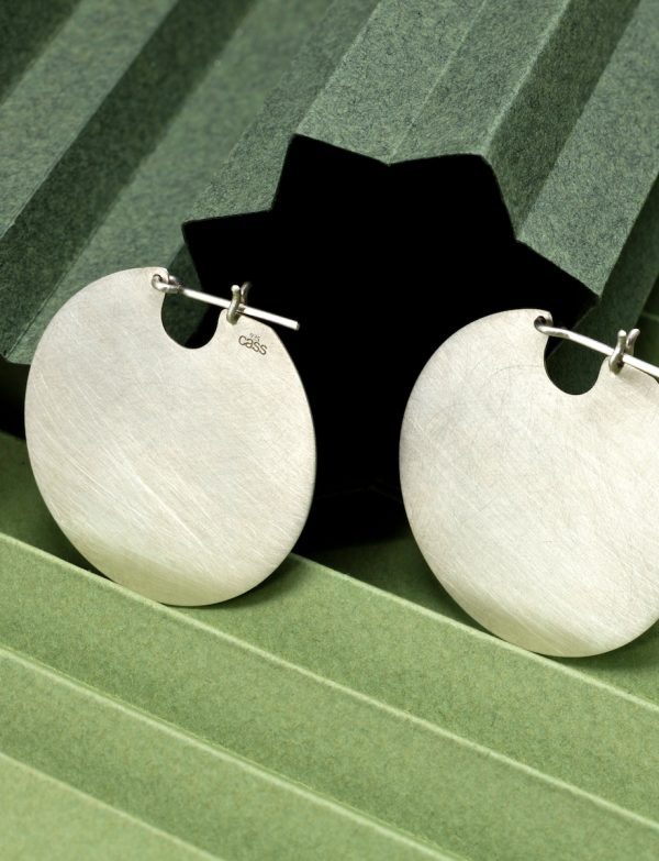 Large U Disk Earrings – Silver