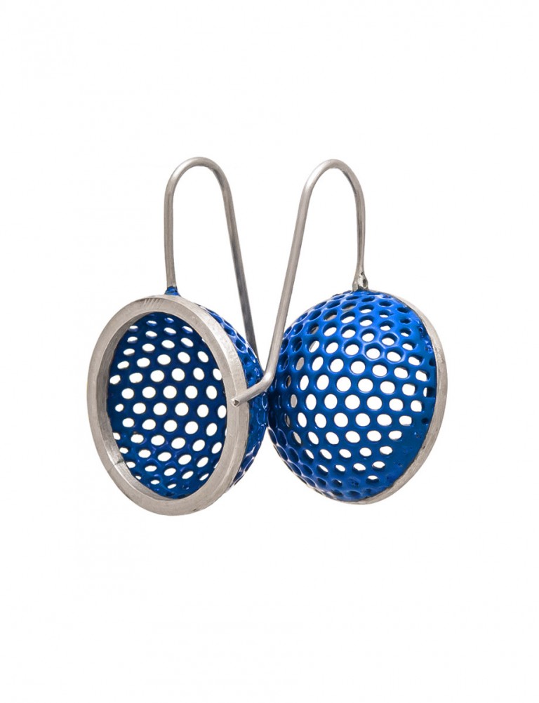 Half Sphere Hook Earrings – Blue