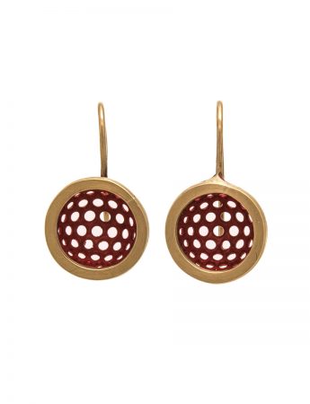 Half Sphere Earrings – Gold & Red