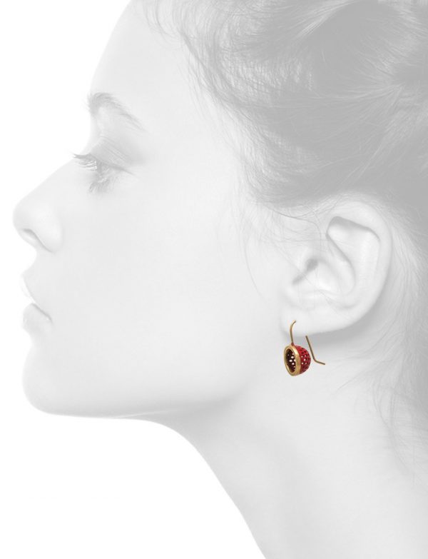 Half Sphere Earrings – Gold & Red