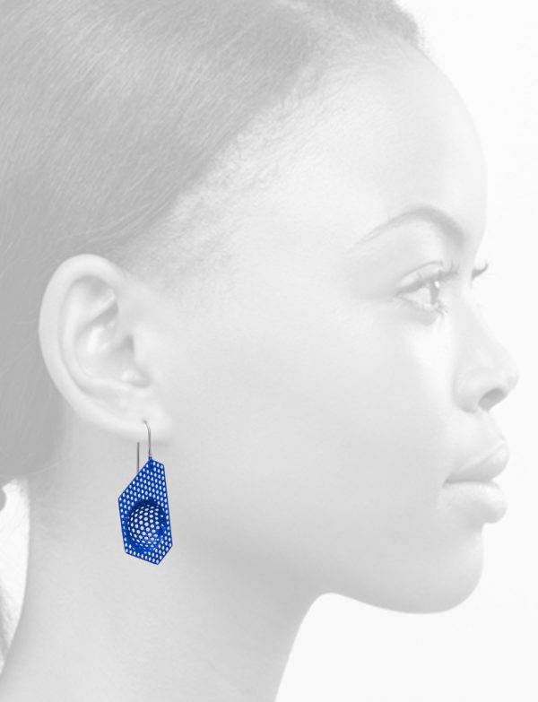 Half Sphere Polygonal Earrings – Blue