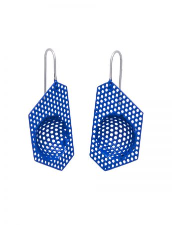 Half Sphere Polygonal Earrings – Blue