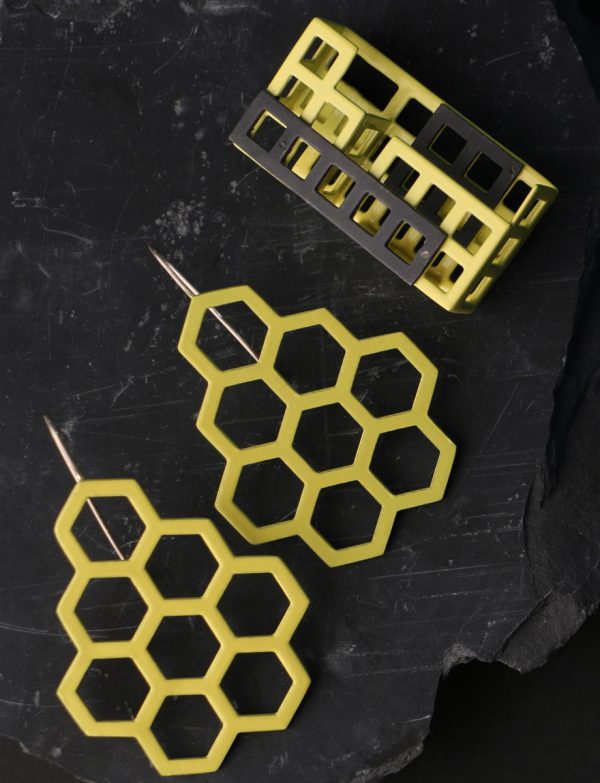 Honeycomb Earrings – Yellow