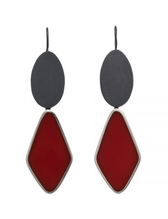 Resin Hook Earrings – Red Diamond