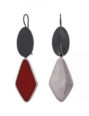 Resin Hook Earrings – Red Diamond