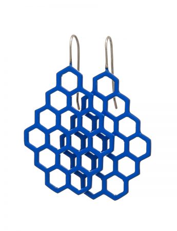 Small Hexagon Earrings – Blue