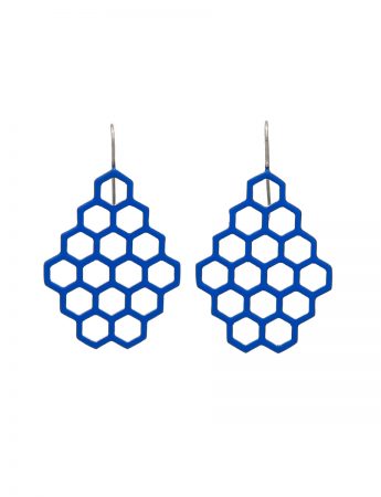 Small Hexagon Earrings – Blue