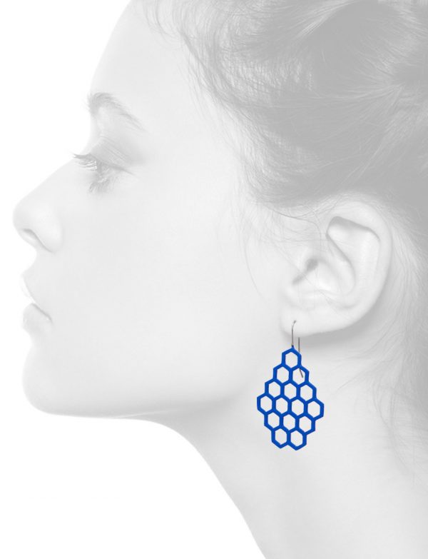 Small Hexagon Earrings – Blue