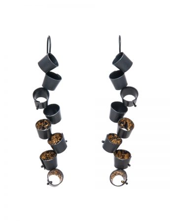 Long Foxglove Earrings – Black & Gold