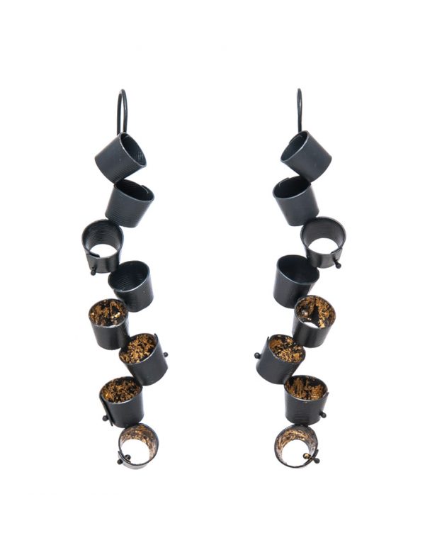 Long Foxglove Earrings – Black & Gold