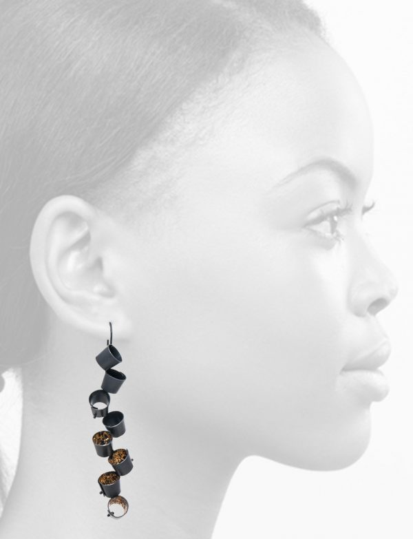 Long Foxglove Earrings – Black & Gold