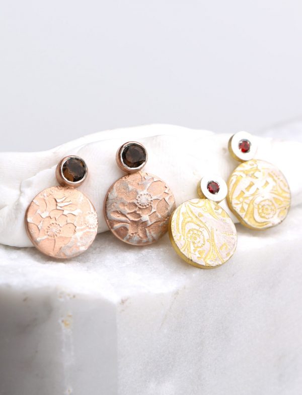 Lotus Stud Earrings – Garnet