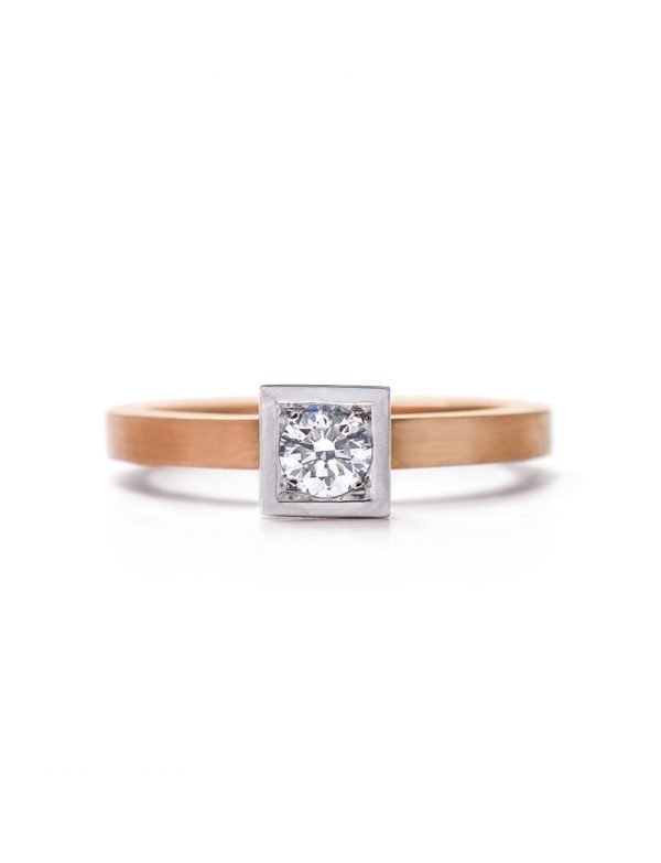 Diamond Solitaire Engagement Ring – Rose & White Gold