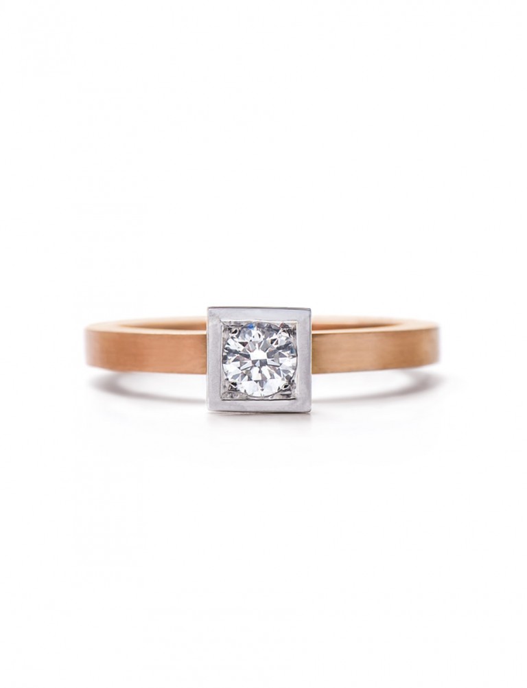Diamond Solitaire Engagement Ring – Rose & White Gold