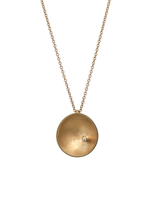 Sea Dish Diamond Pendant Necklace – Gold