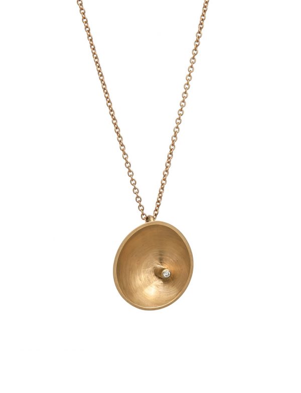 Sea Dish Diamond Pendant Necklace – Gold