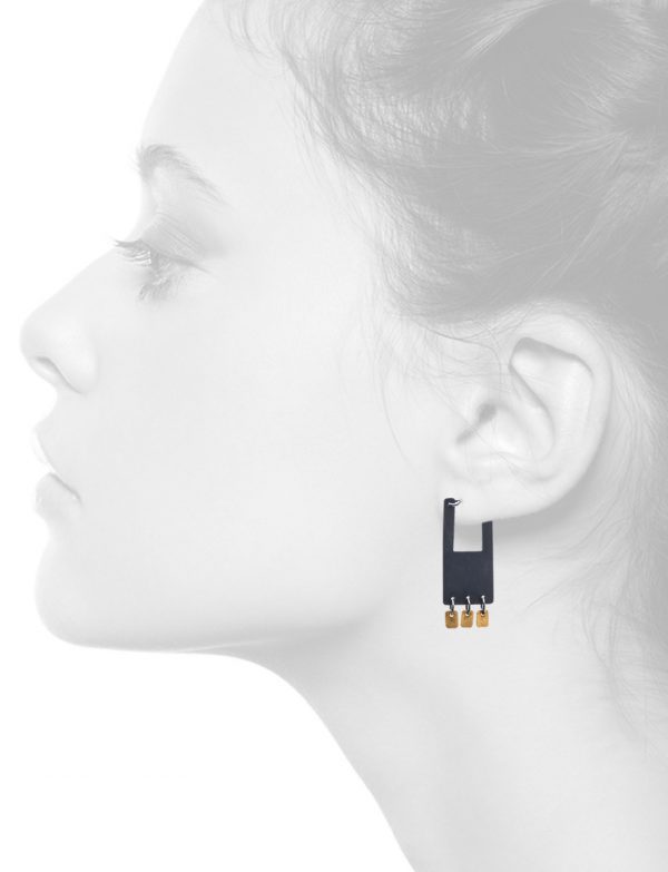 Shikaku Rectangle Earrings – Black & Gold